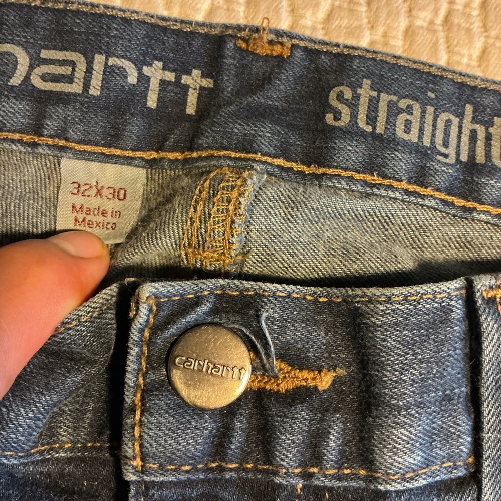 Carhartt Men's Straight Leg Denim Jeans in Blue with Contrast Stitching